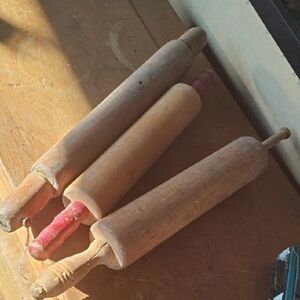 Set of Three Antique Wooden Rolling Pins with  Handles